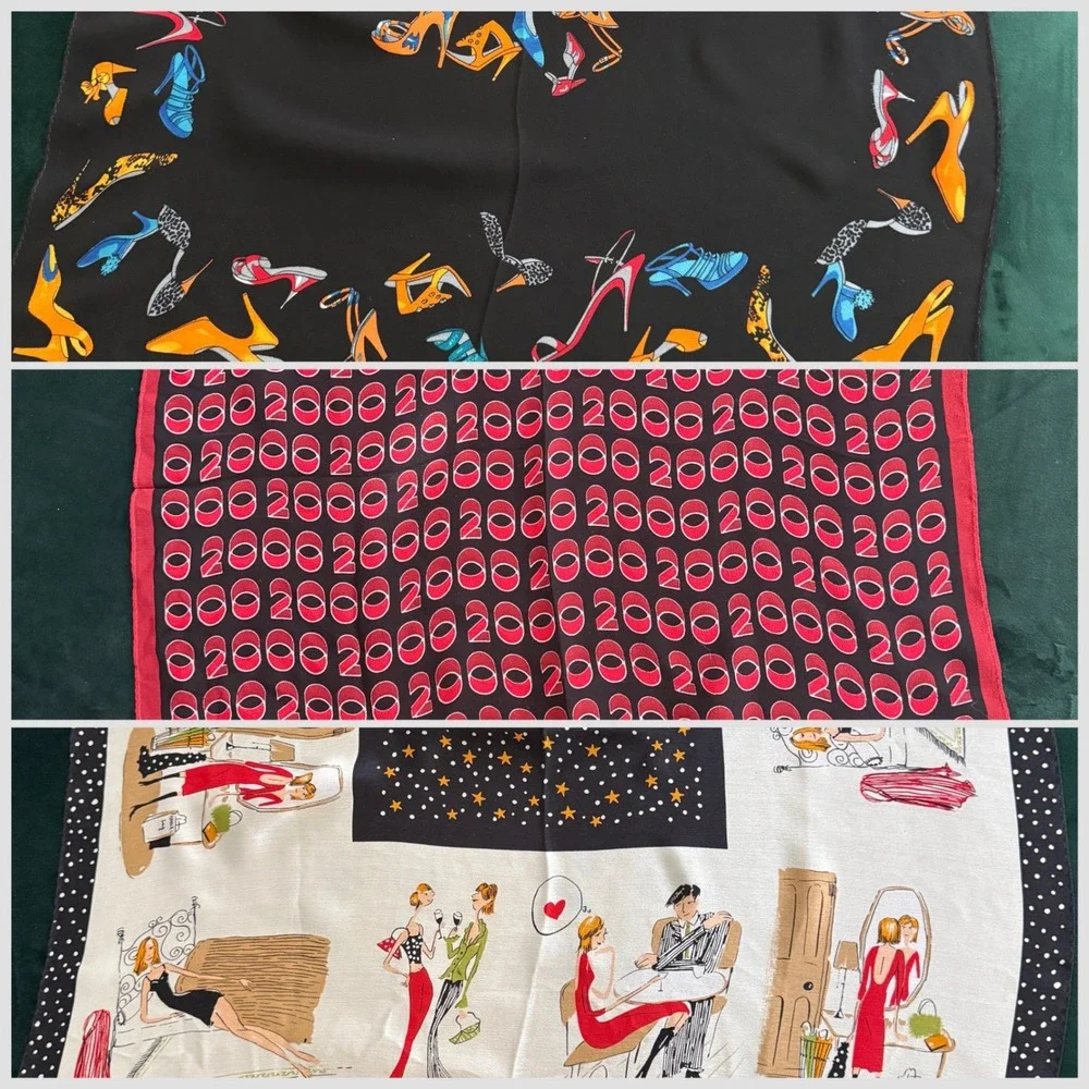 Elaine Gold Silk Scarf Lot Y2K Vintage Style Heels Paris‎ 2000 NWT